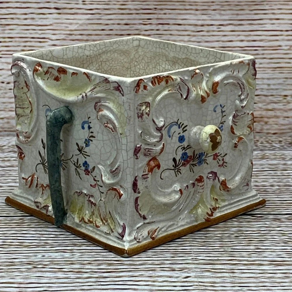 Vintage Floral Ceramic Planter Made in Italy Home Decor Floral Flower Holder‎